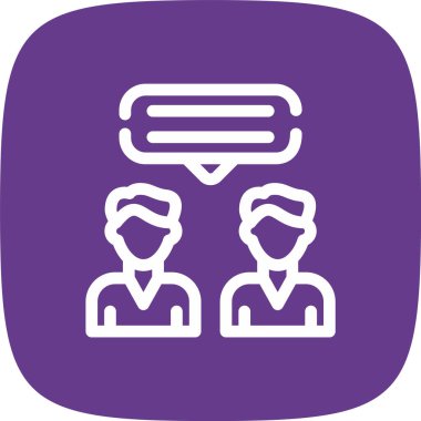 Topluluk Çizgisi Yuvarlak Köşesi Basit Simge, Vektör İllüstrasyonu