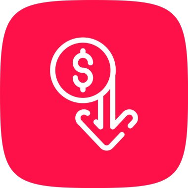 Sermayelendirilmiş Maliyet Azaltma Çizgisi Yuvarlak Köşe Basit Simge, Vektör İllüstrasyonu