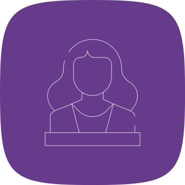 Tanık Çizgisi Yuvarlak Köşesi Basit Simge, Vektör İllüstrasyonu