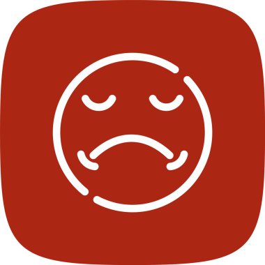 Üzücü Hat Yuvarlak Köşe Basit Simge, Vektör İllüstrasyonu