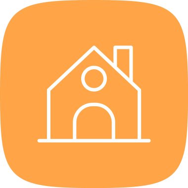 Ev Hattının Yuvarlak Köşesi Basit Simge, Vektör İllüstrasyonu