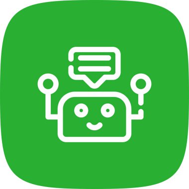 Chatbot Çizgisi Yuvarlak Köşesi Basit Simge, Vektör Resimleri