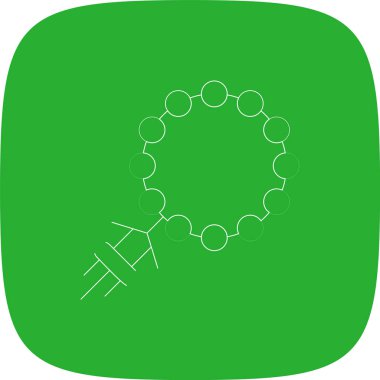 Tespih Hattı Yuvarlak Köşesi Basit Simge, Vektör İllüstrasyonu