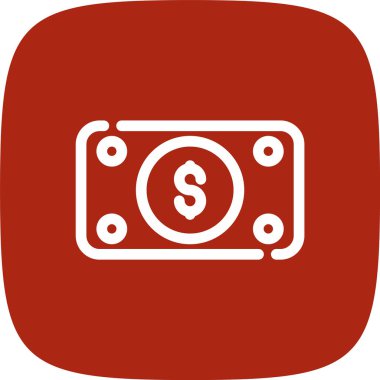 Para Bill Wave Hattı Yuvarlak Köşe Simgesi, Vektör Resimleri