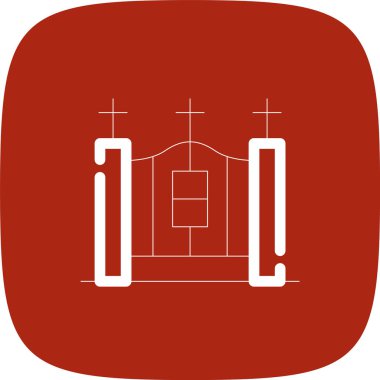 Cementery Geçit Hattının Yuvarlak Köşesi Basit Simge, Vektör İllüstrasyonu