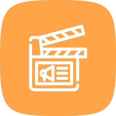 Saydam bir arkaplanda film kamerası vektör illüstrasyonu. Birinci kalite semboller. Konsept ve grafik tasarımı için vuruş simgesi.