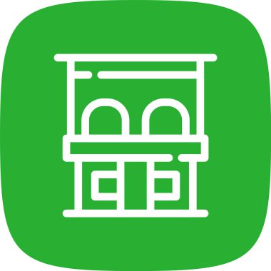 Yeşil evi olan modern binanın vektör illüstrasyonu