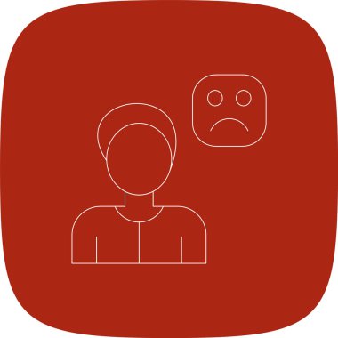 Üzücü Hat Yuvarlak Köşe Basit Simge, Vektör İllüstrasyonu