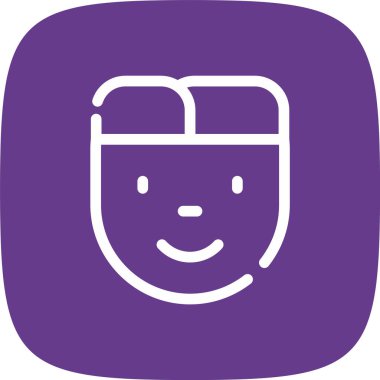 Man Head Köşesi Yuvarlak Köşesi Basit Simge, Vektör Resimleri