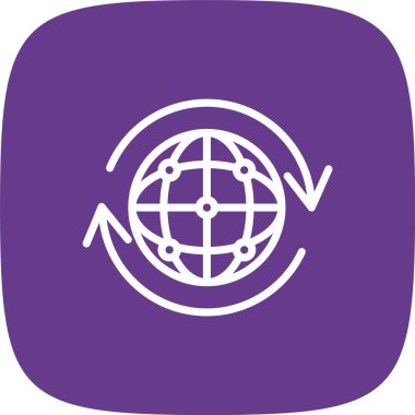 Dünya Çizgisi Yuvarlak Köşesi Basit Simge, Vektör Resimleri