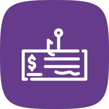 Çek Dolandırıcılığı Hattı Yuvarlak Köşe Basit Simge, Vektör İllüstrasyonu