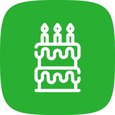 Doğum günü Pasta Hattı Yuvarlak Köşeli Basit Simge, Vektör Resimleri