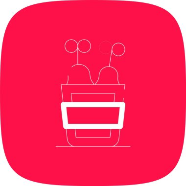 Kızarmış Tavuk Hattı Yuvarlak Köşesi Basit Simge, Vektör İllüstrasyonu