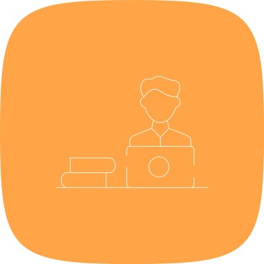 Serbest Çalışan Erkek Çizgisi Yuvarlak Köşeli Basit Simge, Vektör İllüstrasyonu