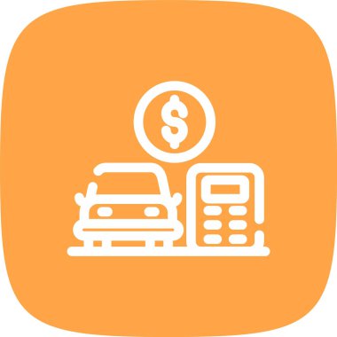 Araba Kredisi Hesap Çizgisi Yuvarlak Köşe Basit Simge, Vektör Resimleri