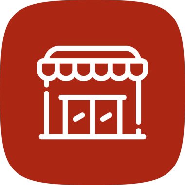 Dükkan Hattı Yuvarlak Köşesi Basit Simge, Vektör İllüstrasyonu