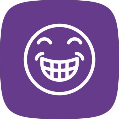 Grin Çizgisi Yuvarlak Köşesi Basit Simge, Vektör İllüstrasyonu