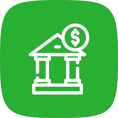 Commercial Bank Line Round Corne Basit Simge, Vektör İllüstrasyonu
