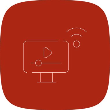 Akıllı Medya Çizgisi Yuvarlak Köşesi Basit Simge, Vektör Resimleri