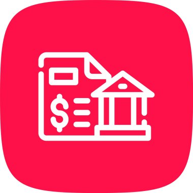 Banka Bildirimi Çizgisi Yuvarlak Köşeli Basit Simge, Vektör Resimleri