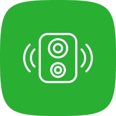 Hoparlör Satırı Yuvarlak Köşesi Basit Simge, Vektör İllüstrasyonu