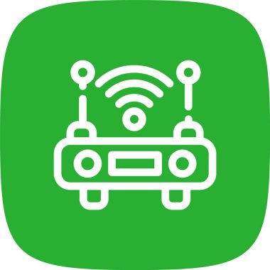 Wifi Router Hattı Yuvarlak Köşe Simgesi, Vektör Resimleri
