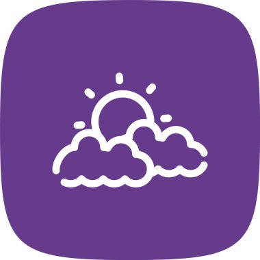 Bulutlu Gün Çizgisi Yuvarlak Köşeli Basit Simge, Vektör Resimleri