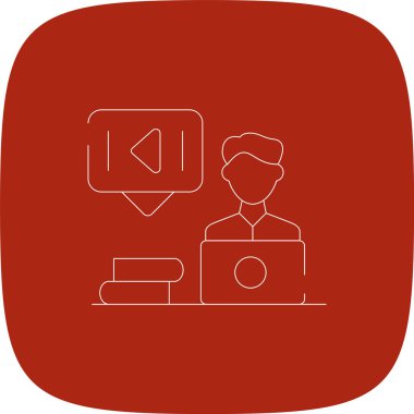 Webinar Line Round Corne Basit Simge, Vektör Resimleri