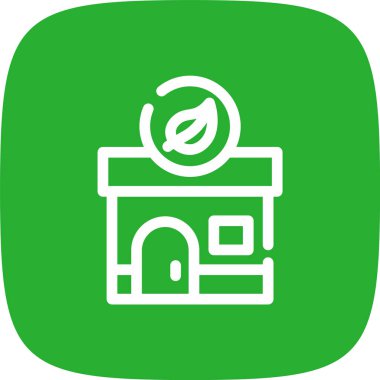 Eco House Köşesi Yuvarlak Köşesi Basit Simge, Vektör Resimleri