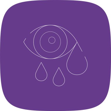 Sulu Gözler Yuvarlak Köşeli Basit Simge, Vektör Resimleri