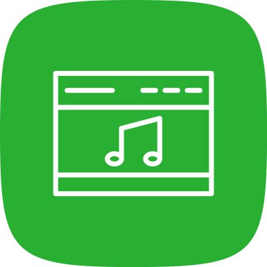 Müzik Hattı Yuvarlak Köşesi Basit Simge, Vektör İllüstrasyonu