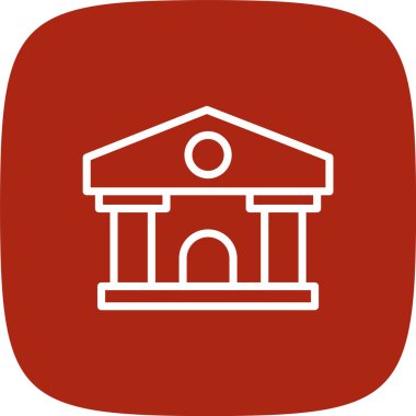 Bank Line Yuvarlak Köşesi Basit Simge, Vektör İllüstrasyonu