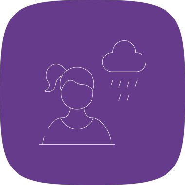 Depresyonlu Satır Yuvarlak Köşesi Basit Simge, Vektör İllüstrasyonu