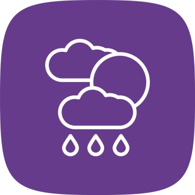 Hava Durumu Tahminleri Çizgisi Yuvarlak Köşeli Basit Simge, Vektör Resimleri