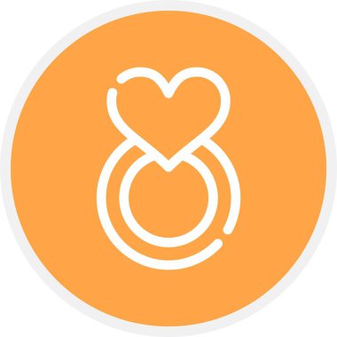 Nişan Yüzüğü, Basit Vektör Simgesi İllüstrasyonu