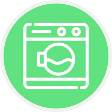 Çamaşır Makinesi, Basit Vektör Simgesi İllüstrasyonu