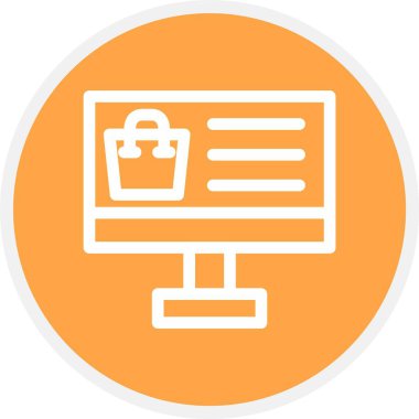 Çevrimiçi Alışveriş, Basit Vektör Simgesi İllüstrasyonu