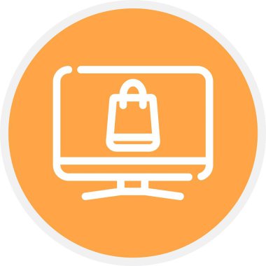 Alışveriş Çevrimiçi, Basit Vektör Simgesi İllüstrasyonu