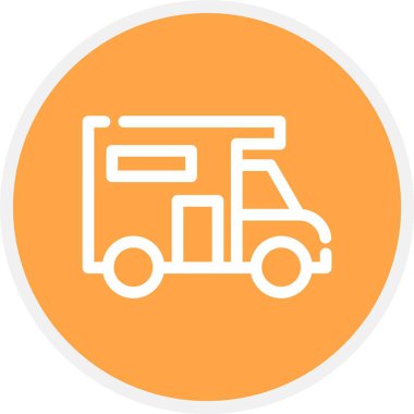 Kamp Minibüsü, Basit Vektör Simgesi İllüstrasyonu