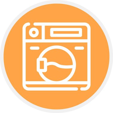 Çamaşır Makinesi, Basit Vektör Simgesi İllüstrasyonu