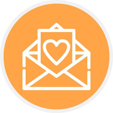 Aşk Mektubu, Basit Vektör Simgesi İllüstrasyonu