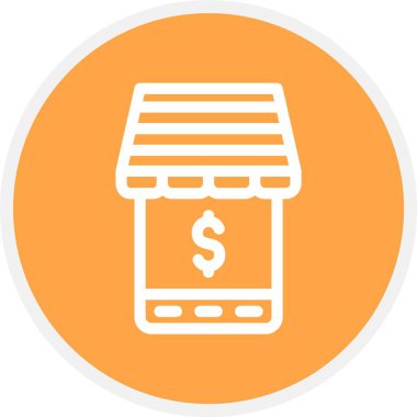 Çevrimiçi Dükkan, Basit Vektör Simgesi İllüstrasyonu