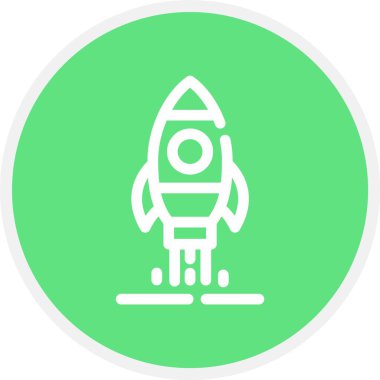 uzay roketi fırlatma simgesi rozet biçiminde