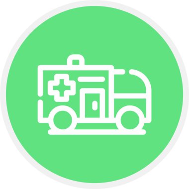 Ambulans Glyph Çember Vektör Simgesi Tasarımı