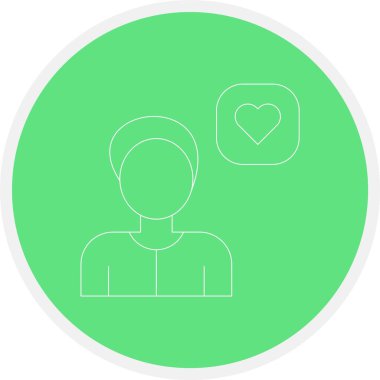 Aşk vektör çizgisi simgesine sahip eşsiz bir adam