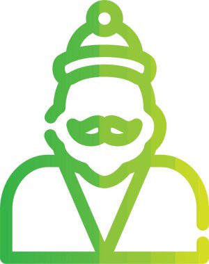 Sakallı Noel Baba. Beyaz arkaplanda izole edilmiş web tasarımı için sakal vektör simgesi olan adamın ana hatları