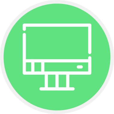 Beyaz arkaplanda bilgisayar monitörü, illüstrasyon, vektör.