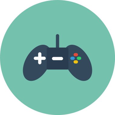 oyun denetleyici düz daire simgesi, vektör, illüstrasyon arkaplanı