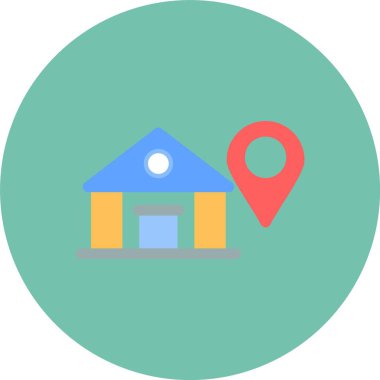 Harita PIN düz simgesi, vektör, illüstrasyon