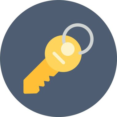 Yumuşak mavi arkaplanda izole edilmiş modaya uygun düz biçimli anahtar simgesi. Web vektör illüstrasyonu.